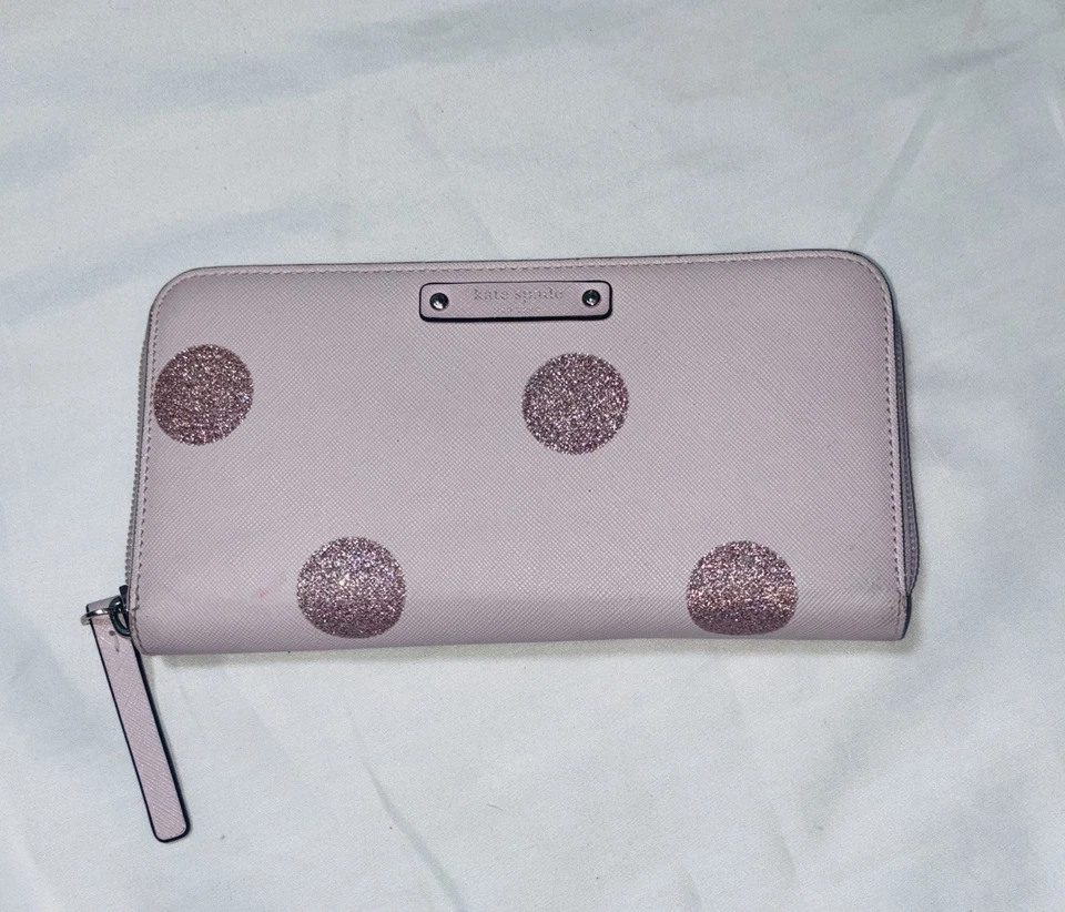 Cartera Kate Spade Lila Street Dot Lacey Rosa Oro Charol Cremallera Alrededor Foto 1 de 4