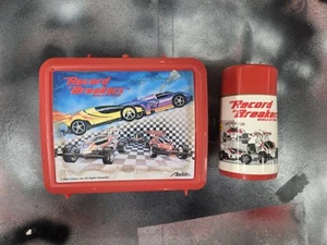 Fiambrera Aladdin Hasbro 1989 vintage Record Breakers Indy coche de carreras con termo - Imagen 1 de 9