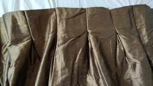 Casa Fiora Silk Drapes 2 Pleated Panels Brown Bronze 57x124" Modern Luxury - Picture 1 of 17
