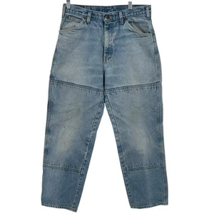 Vintage 90s Mens Dickies Double Knee Carpenter Cargo Blue Denim Light Wash Jeans - Picture 1 of 10