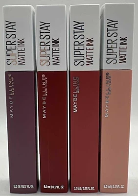 Juego de 4 piezas de lápiz labial líquido Maybelline SuperStay tinta mate ~ sin repeticiones de color ~ NUEVO Foto 1 de 3