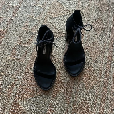 Sandalia ANN DEMEULEMEESTER Cuero Negro Con Cordones Tacón Alto Talla 39 Avant Garde Foto 1 de 4