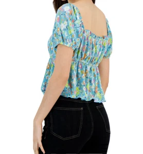 Top for Women  , Love Fire Puff-Sleeve Square-Neck Top.size  M Multicolor - Picture 1 of 8