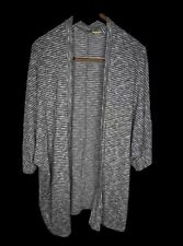 DayTrip Cardigan Sweater Small Grey black Striped Open Front butterfly wings