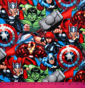 Tela Marvel Comics - Media yarda 100 % algodón acolchado Iron Man Hulk Falcon Thor - Imagen 1 de 1