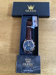 Waterproof Quartz Luxury Watch OLEVS Luminous Men's Business Date Leather Strap - Bild 1 von 6