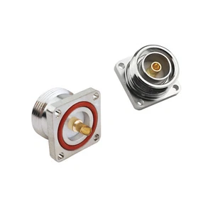 10Pack L29 7/16 DIN Female Jack 4 Hole Flange Deck Mount Solder Cup RF Connector - Picture 1 of 8