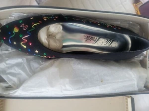 Life Stride Y2K New Years Shoes Size 7.5 M Black Year 2000 Confetti VINTAGE - Picture 1 of 3