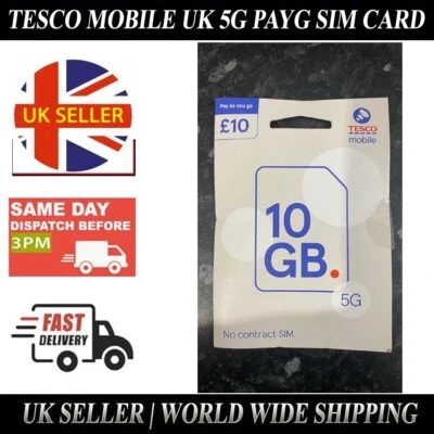 TESCO Mobile 4G/5G UK PAYG Data SIM Card, Compatible with All Devices - LOT