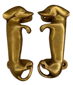 Dog Shape Antique Vintage Style Handmade Brass Drawer Window Door Pull Handle - Picture 1 of 9