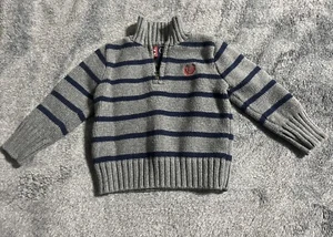 CHAPS Boy's 1/4 Zip Mock Neck Pullover Sweater size 12m grey/Blue Knit Sweater - Picture 1 of 2