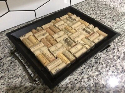 Wine Cork Tray, Hang Or Tabletop 10x12 Vtg Black Frame - Image 1 of 4