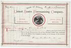 Stock Certificate 1870 Signed xRare- United States Foremanizing Co Chicago Il