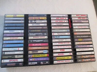 Lot of 60 Cassette Tapes - Rock, Pop, Classics in shelf case - NICE - Image 1 of 4