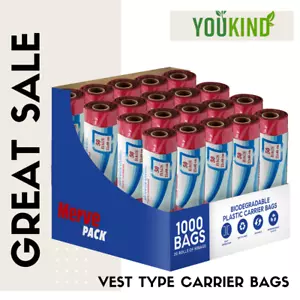 More details for vest type carrier bag - roll of 150 22cm x 40cm