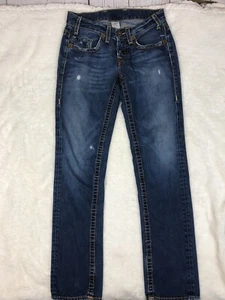 Pantaloni denim jeans da donna True Religion etichetta in pelle AUTENTICI tour mondiale taglia 29 - Foto 1 di 7