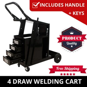 Welding Cart Trolley With 4 Drawers Welder Storage Bench MIG TIG ARC MMA Plasma - Picture 1 of 6