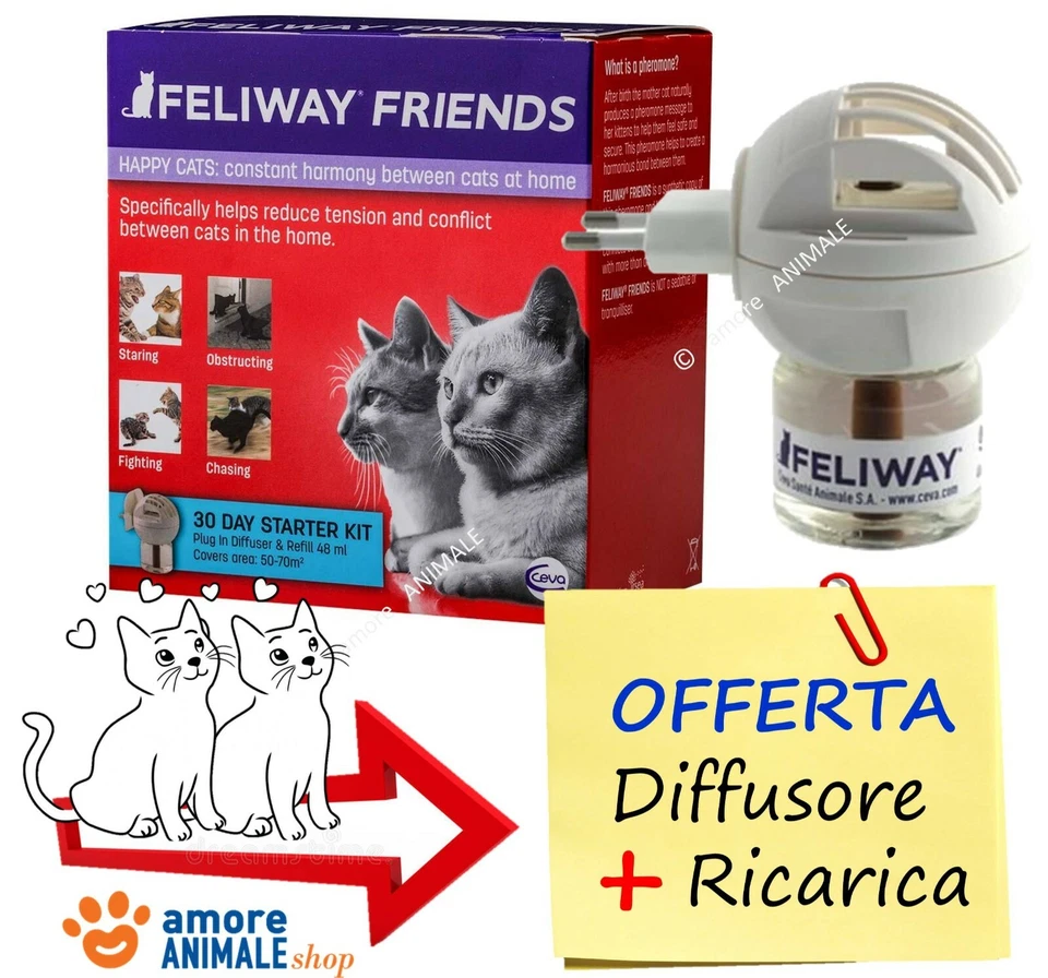 Feliway Friends - DIFFUSORE + RICARICA 48 ml Abituante Riduce Tensioni tra GATTI - Immagine 1 di 1