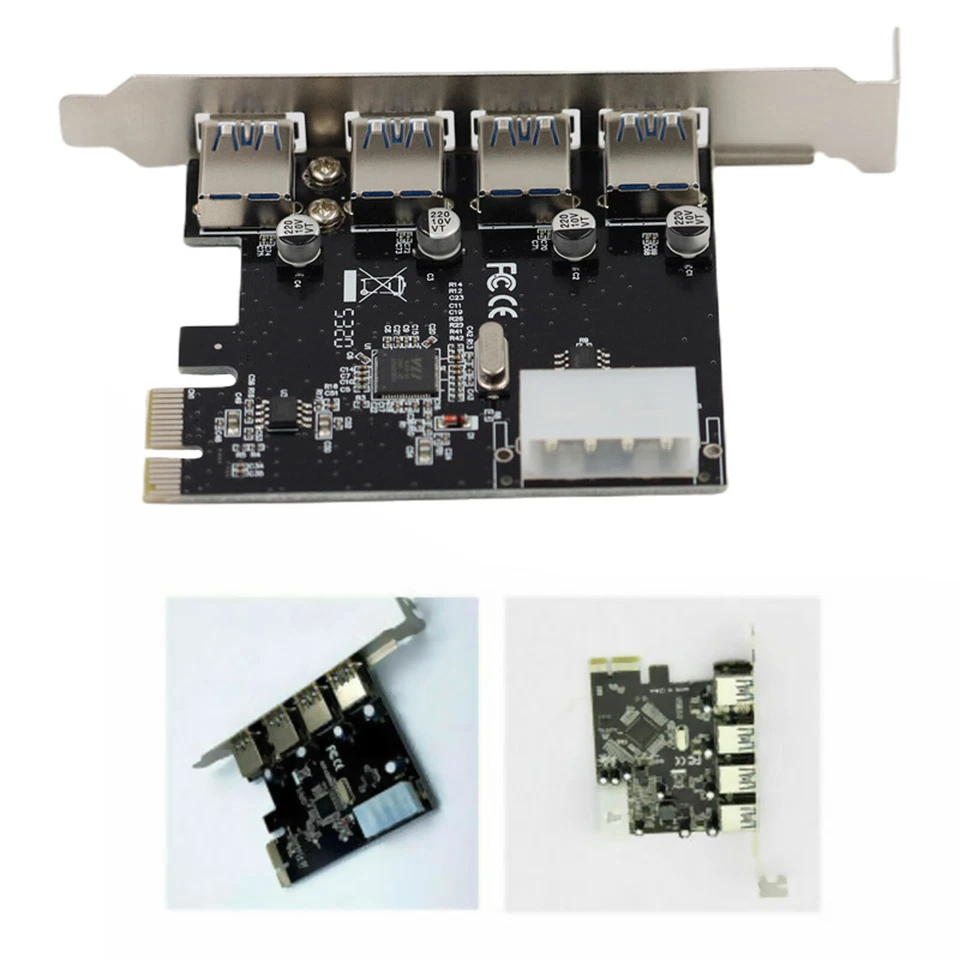 Adattatore scheda di espansione PCI-E Express a 4 porte USB 3.0 da 1 a 4 splitter PCIE  - Immagine 1 di 4