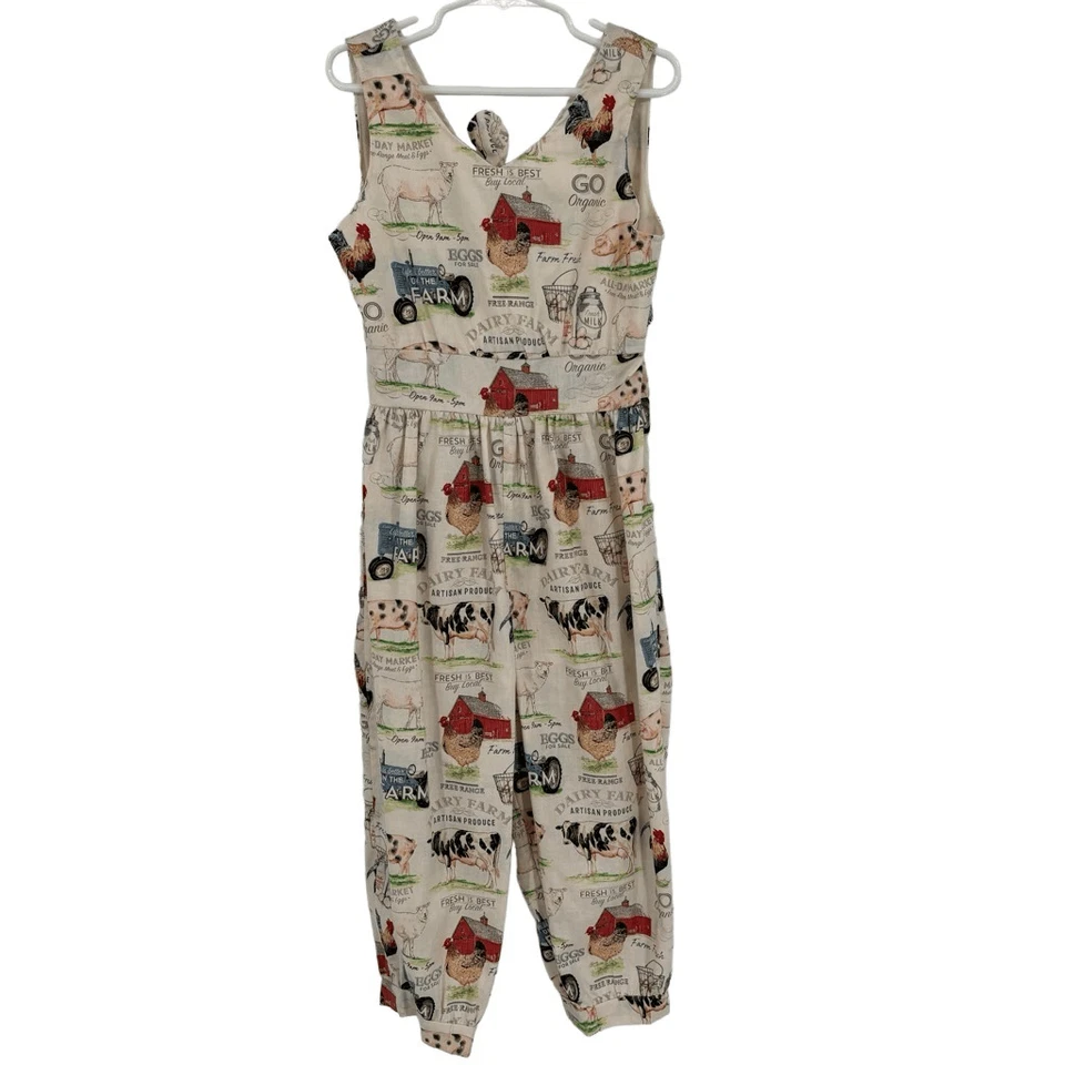 Handgefertigter alter McDonald hatte einen Bauernhof-Overall für Mädchen mit Haarschleife & Pferdeschwanzhalter - Bild 1 von 4