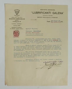 10528 19/crt - fattura lubrificanti galena miniera testasecca zolfo - Picture 1 of 3