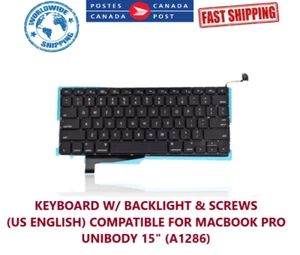 NEW KEYBOARD W/ BACKLIGHT & SCREWS FOR MACBOOK PRO 15" (A1286) (US ENGLISH) - Bild 1 von 2