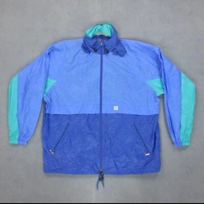 Imperméable Vintage 90s Rétro Colorblock K-Way Homme XL Violet Fluo Néon - Photo 1/4