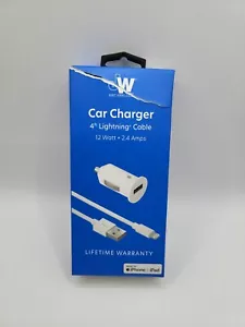 Just Caricabatteria da Auto Wireless 12watt 2.4Amps con Cavo 4ft - Bianco - Scatola Aperta - Foto 1 di 7