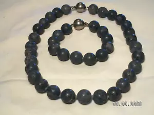 Argento Sterling, Blu Spugna Corallo Perline Collana e Bracciale - Foto 1 di 5