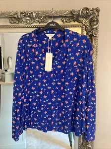 BNWT M&S GHOST BLUE FLORAL PYJAMAS TOP SIZE 16 NEW - Picture 1 of 6