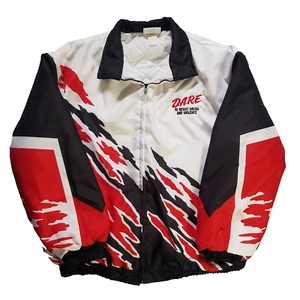 Vintage 90s DARE Bomber Jacket Medium Iceberg Black Red Made USA Zip D.A.R.E. - Bild 1 von 13