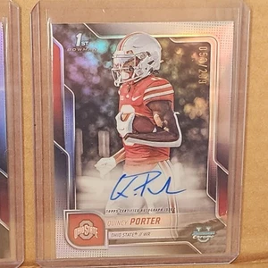 Quincy Porter 2025 Bowman Univ Chrome Refractor Auto #53/299 Ohio State Buckeyes - Picture 1 of 3