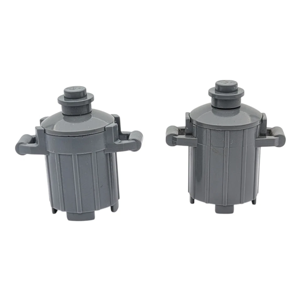 LEGO Lot 2 Trash Cans 6171068 Grey Townhouse - Image 1 of 1
