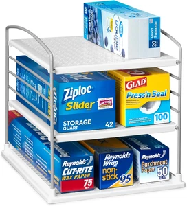 Organizador de cajas ajustable para papel aluminio y gabinete cocina blanco - Bild 1 von 12