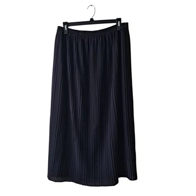 Talbots Accordion Pleated Maxi Skirt Pull On Elastic Waist Black Womens Size 18W - Image 1 of 4