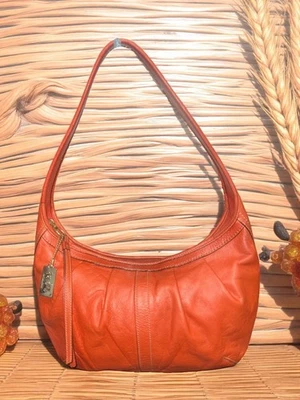 Coach Ergo плиссированные Hobo 12235 Vermillion кожи латуни наплечная сумка оранжевый сумочка - Изображение 1 из 4