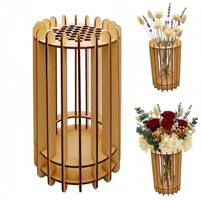 Jarrón de madera para ramo 3D rompecabezas jarrón exhibición para rosa tulipán girasoles flores... Foto 1 de 4