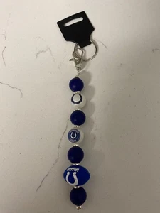Indianapolis Colts NFL Football Beaded Keychain/purse clip 3D Football Bead - Picture 1 of 2