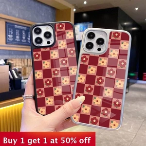 For iPhone 17 Air 17 Pro Max 16 15 14 13 12 11 Phone Case Rhombus Flower Cover - Picture 1 of 12