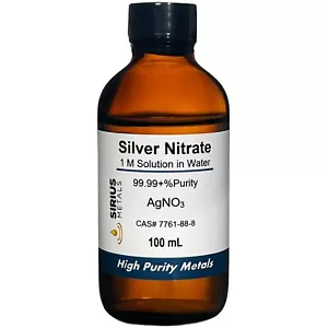 Solución de nitrato de plata (CAS# 7761-88-8) - 1 molar como AgNO3 en agua - 100 ml - Imagen 1 de 6