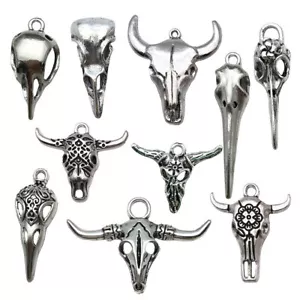 10pcs Vintage Silver Cow Bird skull Charms for DIY Jewelry Making - Picture 1 of 20
