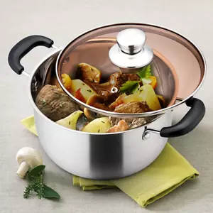 Stock Pot with Lid Stainless Steel Soup Pasta Pot Heat-Proof Double Handles - Picture 1 of 12