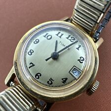 Vintage Timex Watch Women Gold Tone Round Dial 25mm Manual Wind 6”