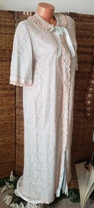 Vintage Romantic Victorian Ecru Lace Blue Robe Piegnoir Dress Costume Sz M/L - Picture 1 of 7