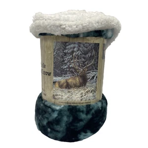 Rachelle Sherpa Throw Deer Buck Elk Hunter Gift 50” X 60” Plush Outdoors New - Picture 1 of 6