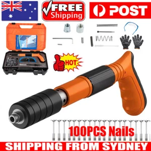 Powerful Concrete Nail Gun Air Nailer Nail Wall Fastening Tool w/ 100 Round Nail - Picture 1 of 19