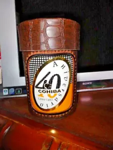 40th Anniversary Cigar Leather Storage Jar Measures 8" H x 5 7/8" Diameter - Picture 1 of 12