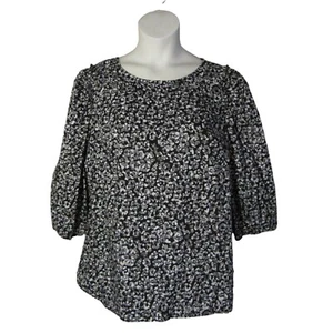 Talbots 1X Camicia Blusa Top Grigio Nero Fantasia Elasticizzata Manica 3/4 - Foto 1 di 3