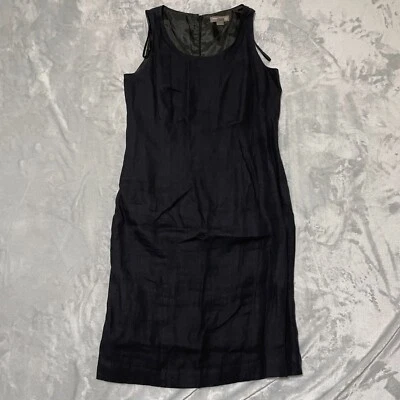 Vestido Valerie Stevens 8 negro puro lino acetato forro abertura Foto 1 de 4