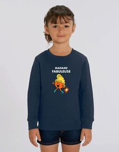 Girl's Sweatshirt - MADAME FABULEUSE. Navy Blue Color. - Picture 1 of 3